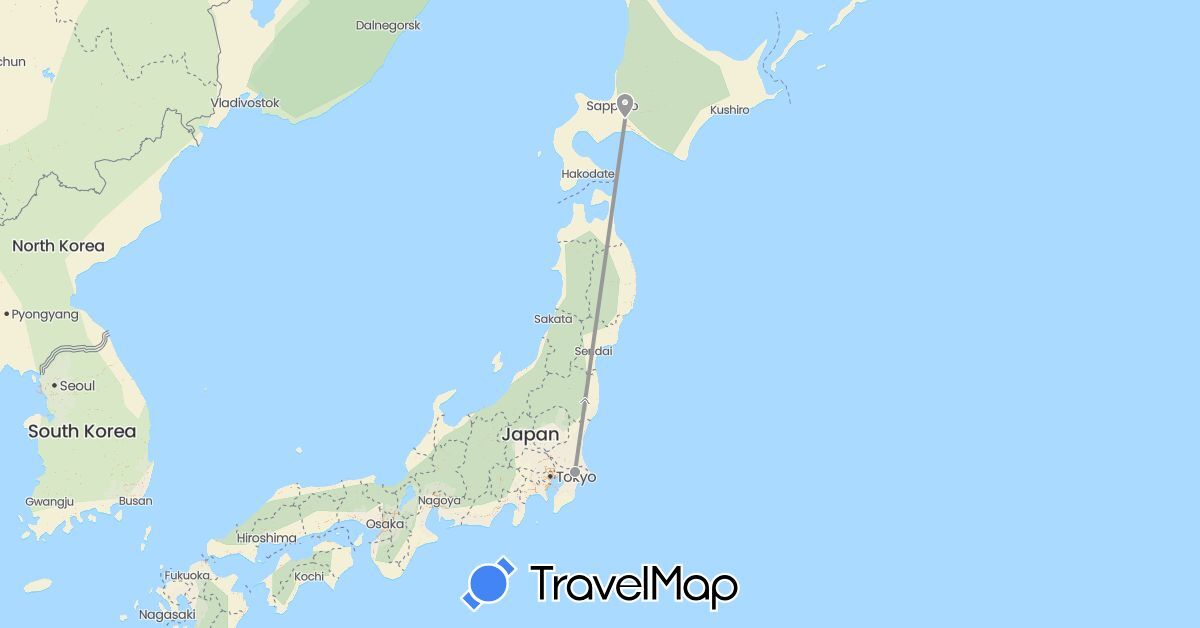 TravelMap itinerary: plane in Japan (Asia)